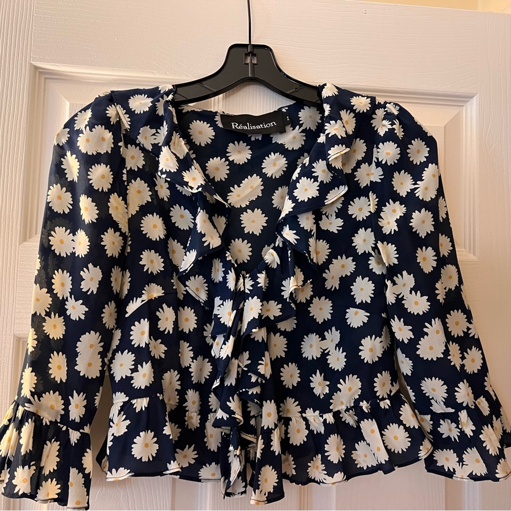 Realisation Par XS Silk Crop Blouse